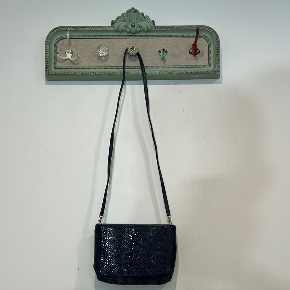 Vintage Whiting & Davis chainmail mesh midnight navy Crossbody Bag bag $249 MSRP